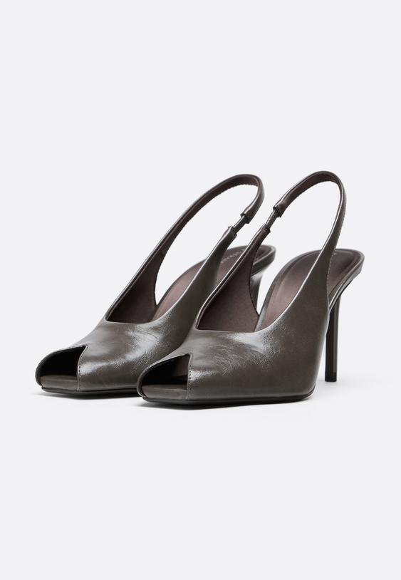 Stradivarius Εξώφτερνες Γόβες Peep Toe Γκρι 39