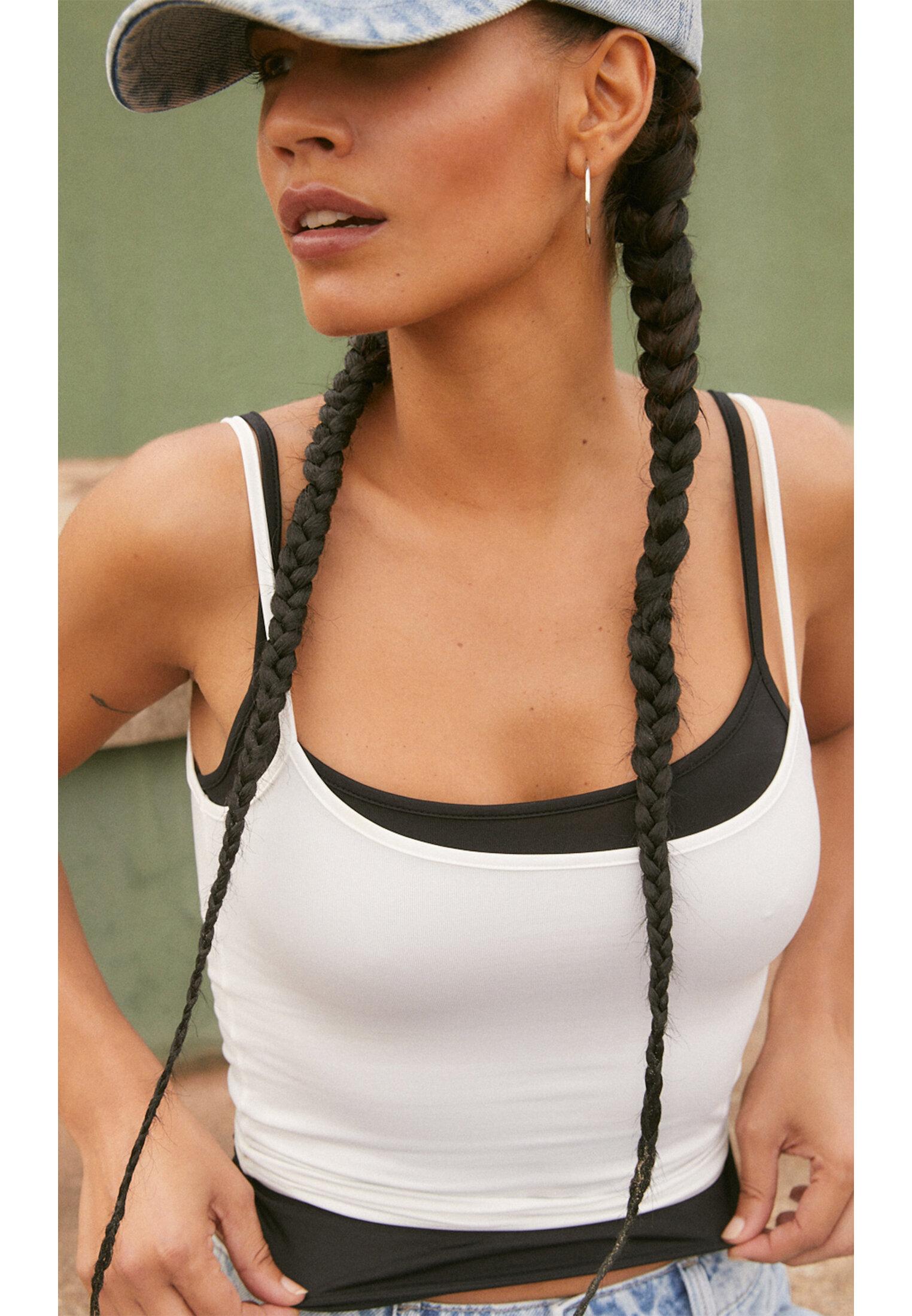 Strappy polyamide top — Ecru