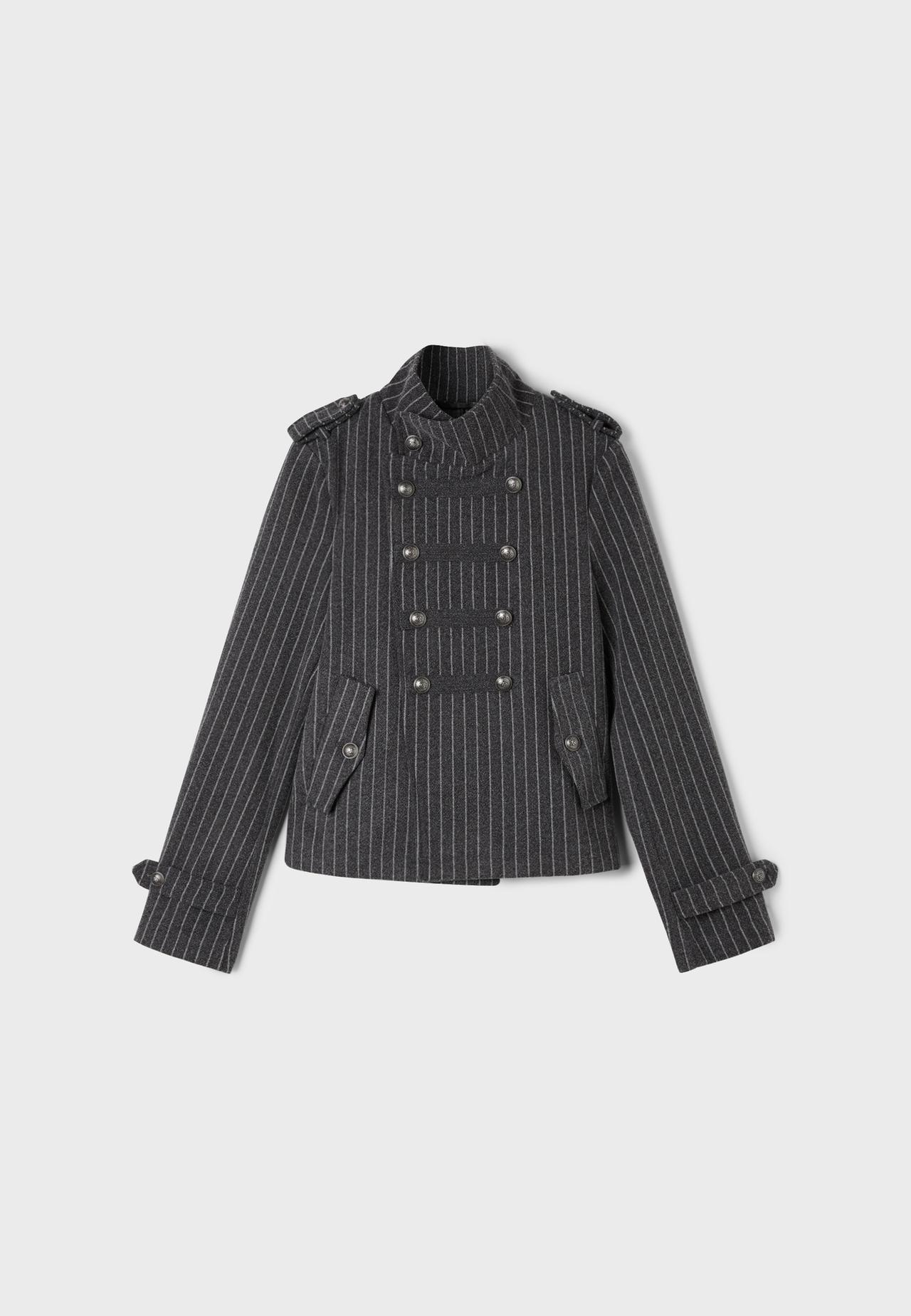 Felt button coat — Mid grey
