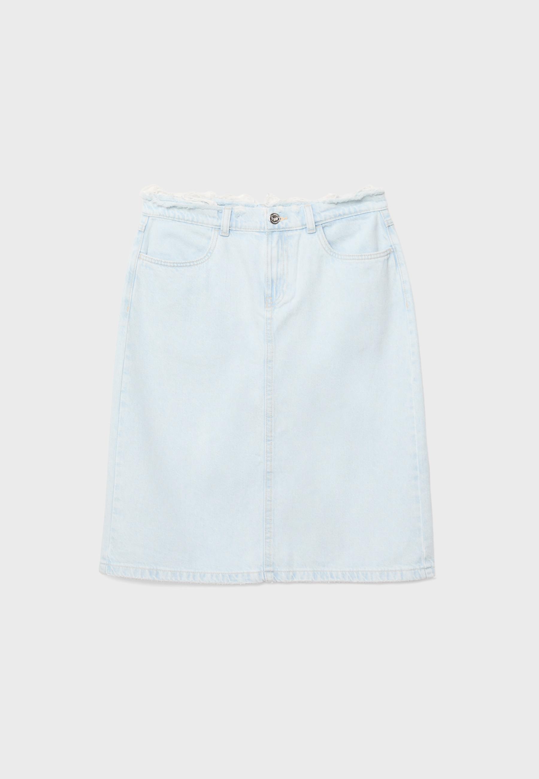Reworked denim midi skirt — MEDIUM LIGHT BLUE DENIM