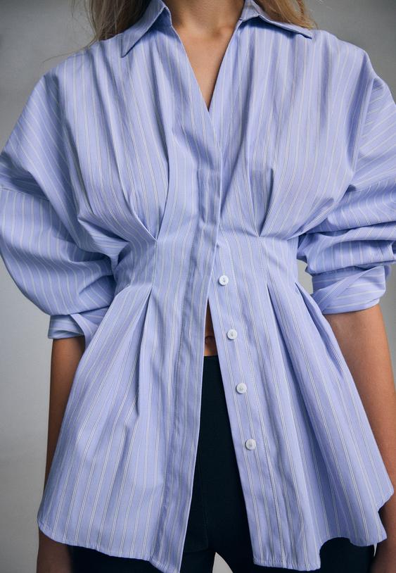chemise en popeline a plis