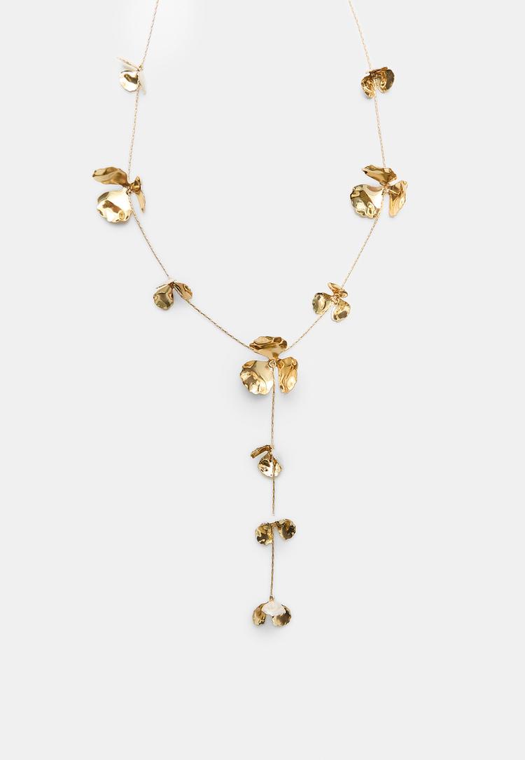 Stradivarius Květinový Náhrdelník Lariat Ecru Os