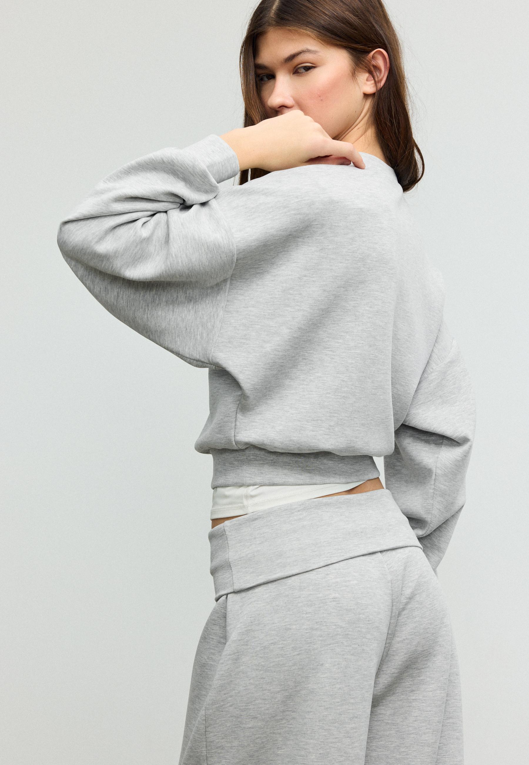 Soft-touch batwing sleeve sweatshirt — Grey melange