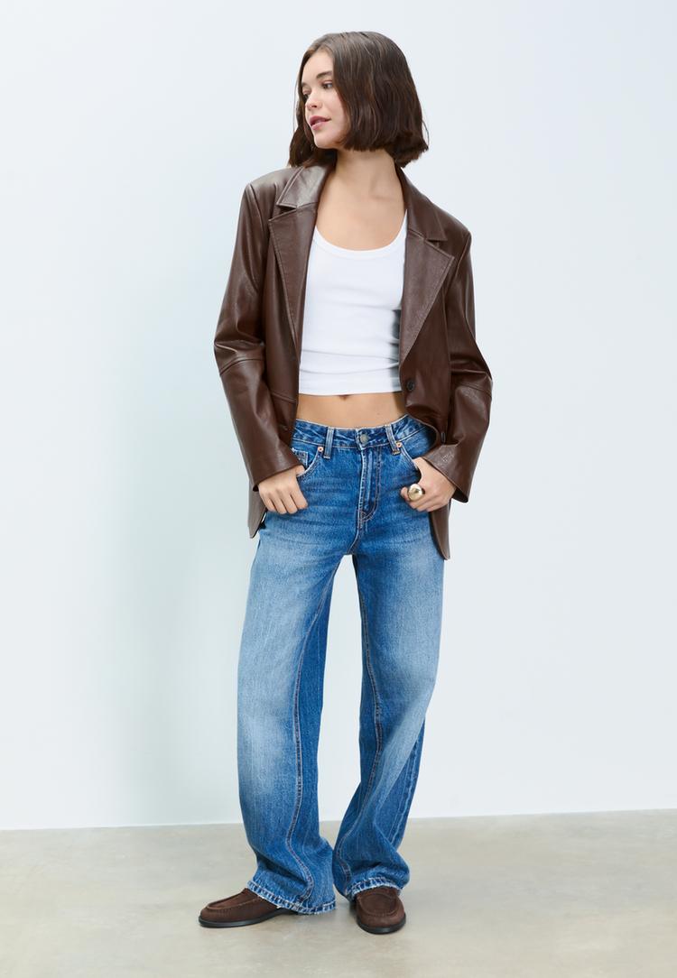 faux leather blazer