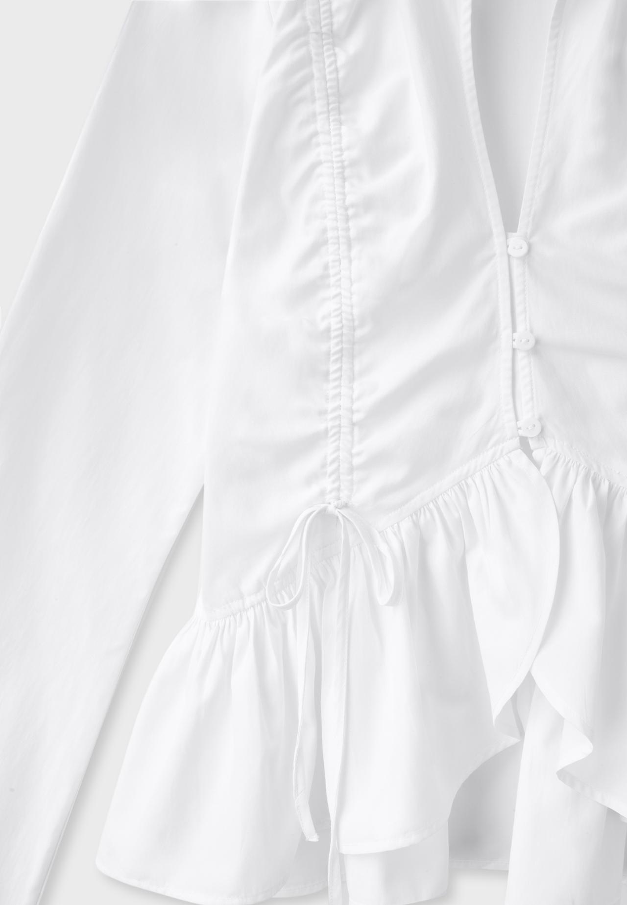 Gathered poplin shirt — White