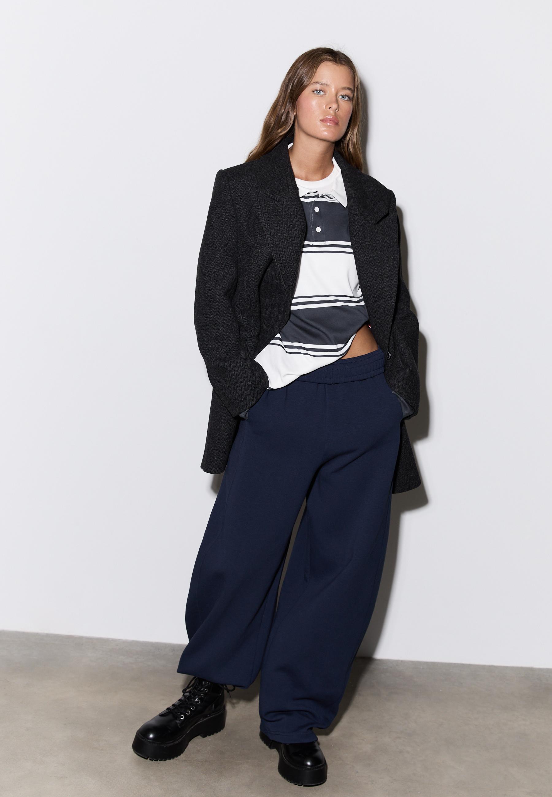 Stradivarius Oversize Ριγέ Μπλούζα Πόλο 0-252 Xs