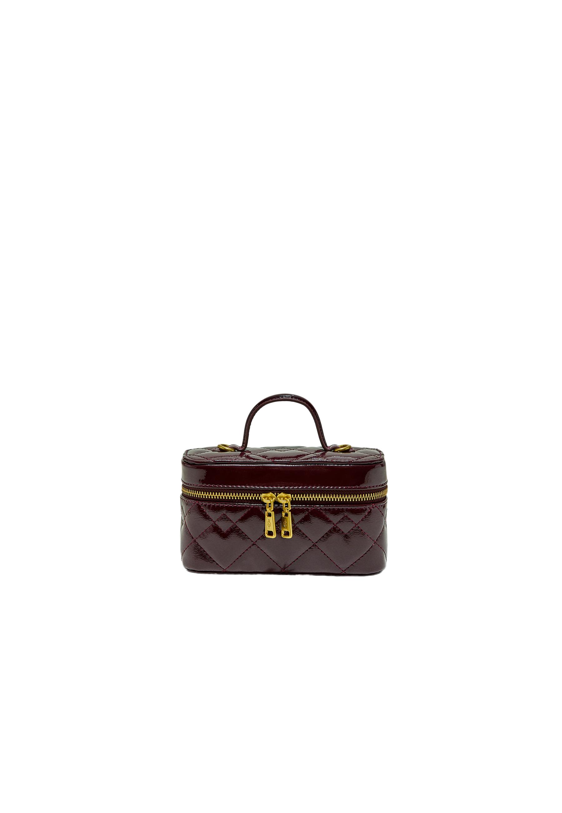 Quilted crossbody bag with handle — Burgundy