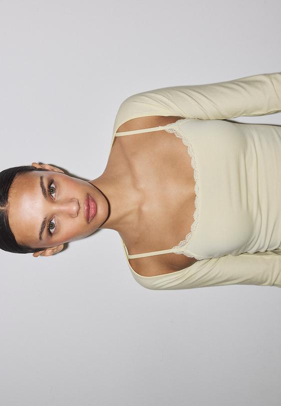 Stradivarius Boléro Slim Manches Longues Jaune Pastel M