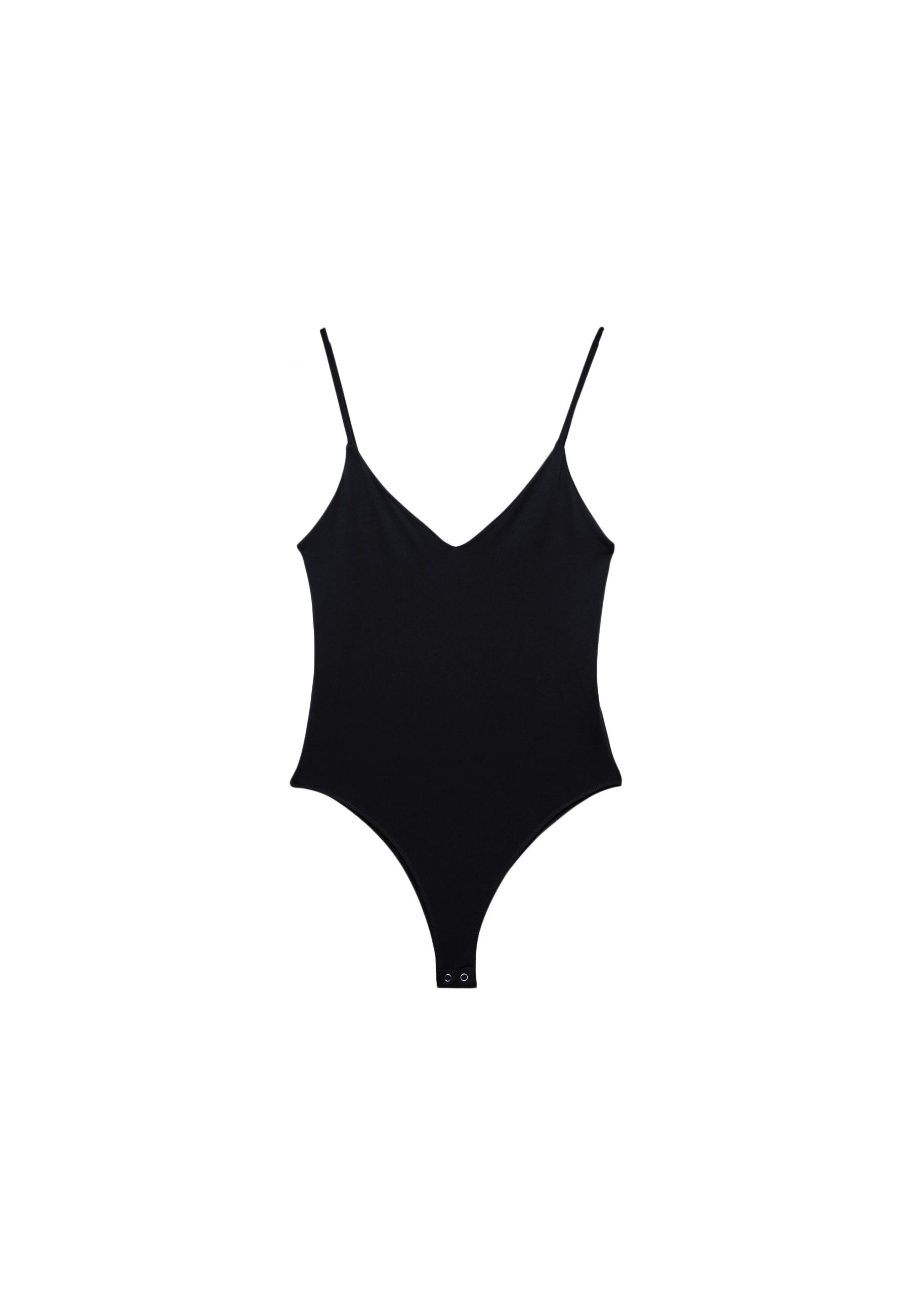 V-neck strappy bodysuit — Black