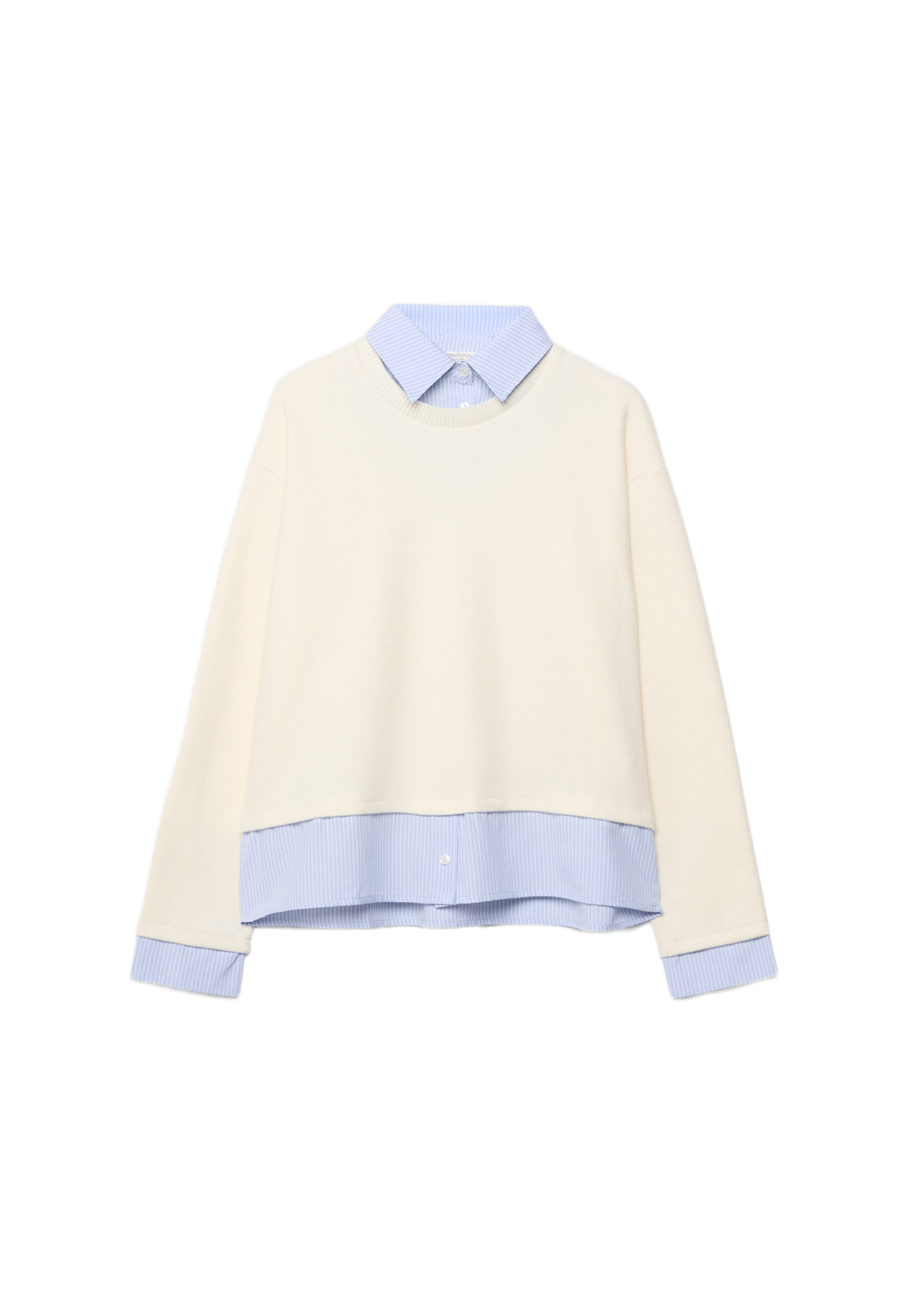 Bi-material knit T-shirt — Ecru