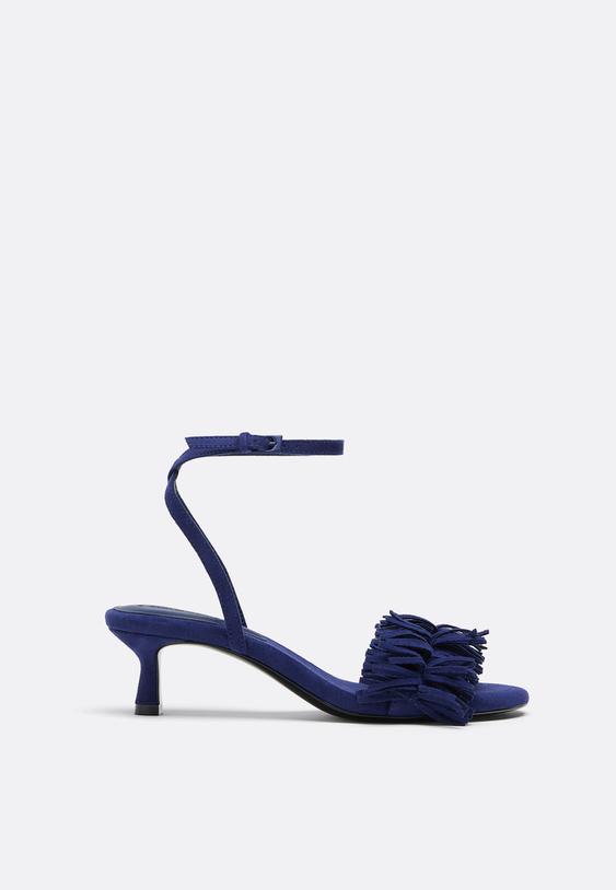 sandales a talon similicuir franges