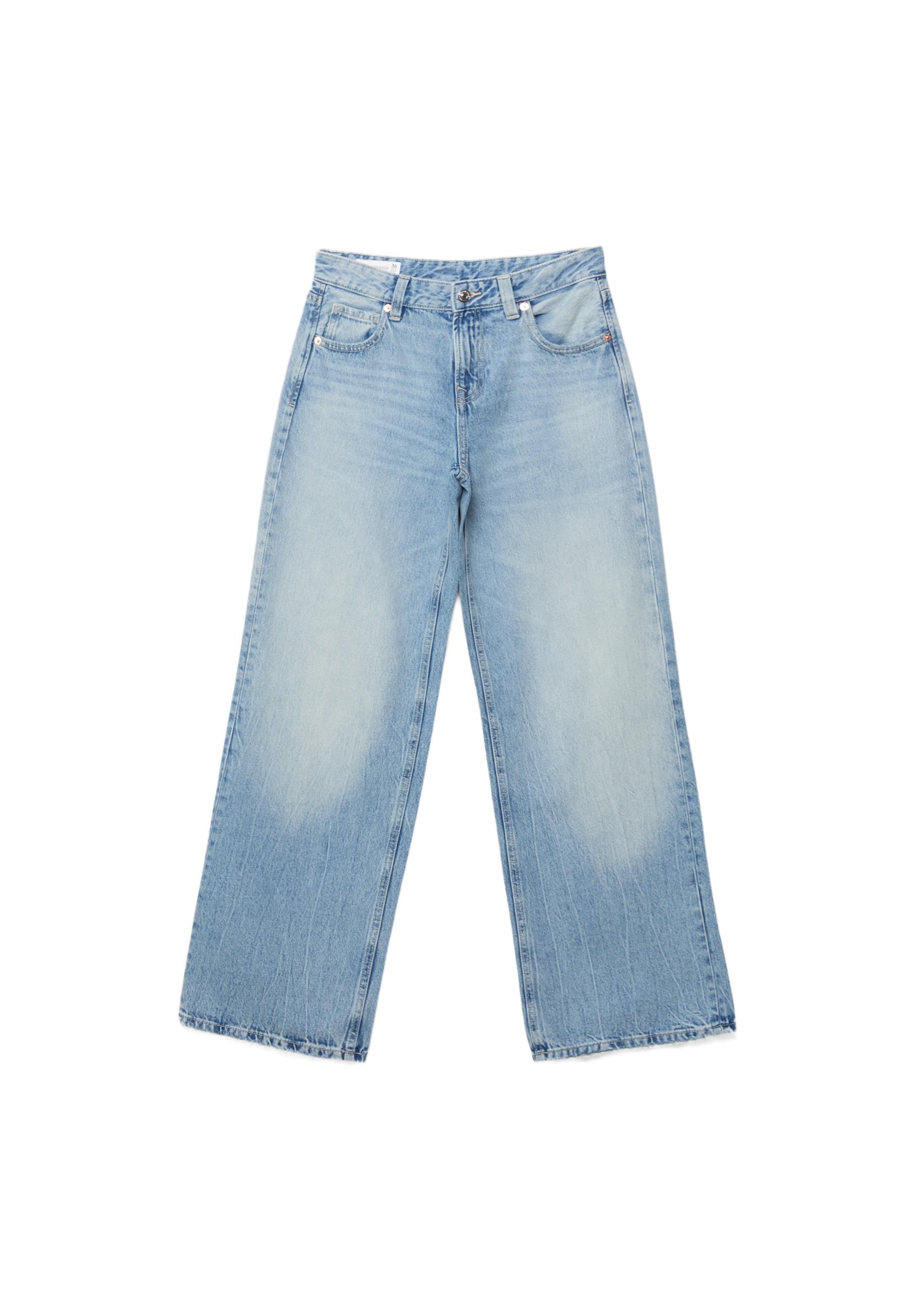 Low-rise wide-leg jeans with star detail — OVERDYED BLUE DENIM