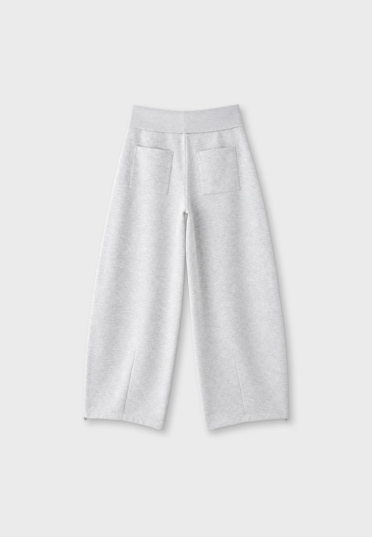 Folded-waist barrel jogger trousers — Grey melange
