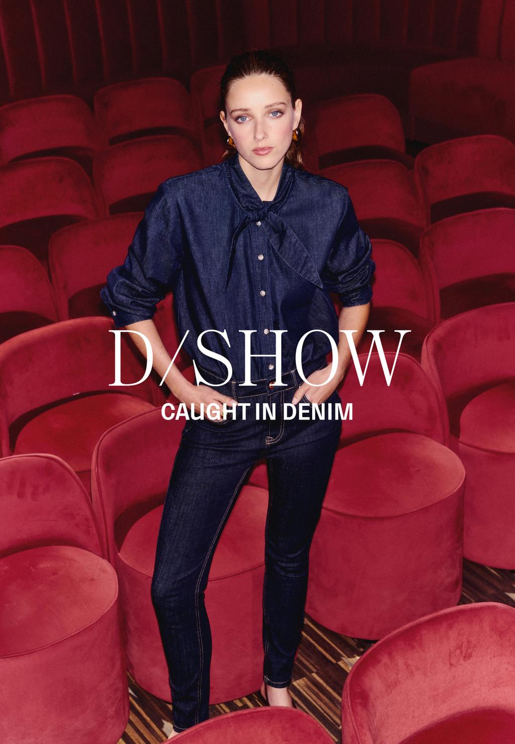 Denim shirt with bow