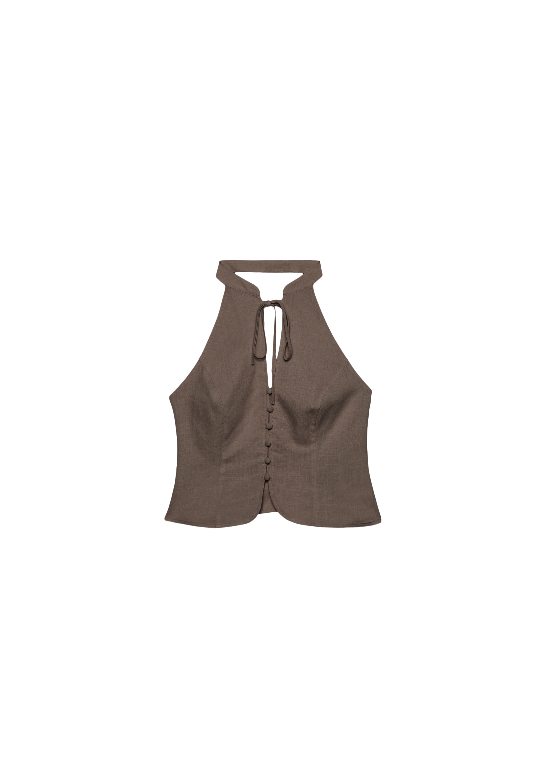 Buttoned halter top — Brown