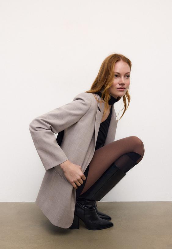 Stradivarius Open Blazer Stone S