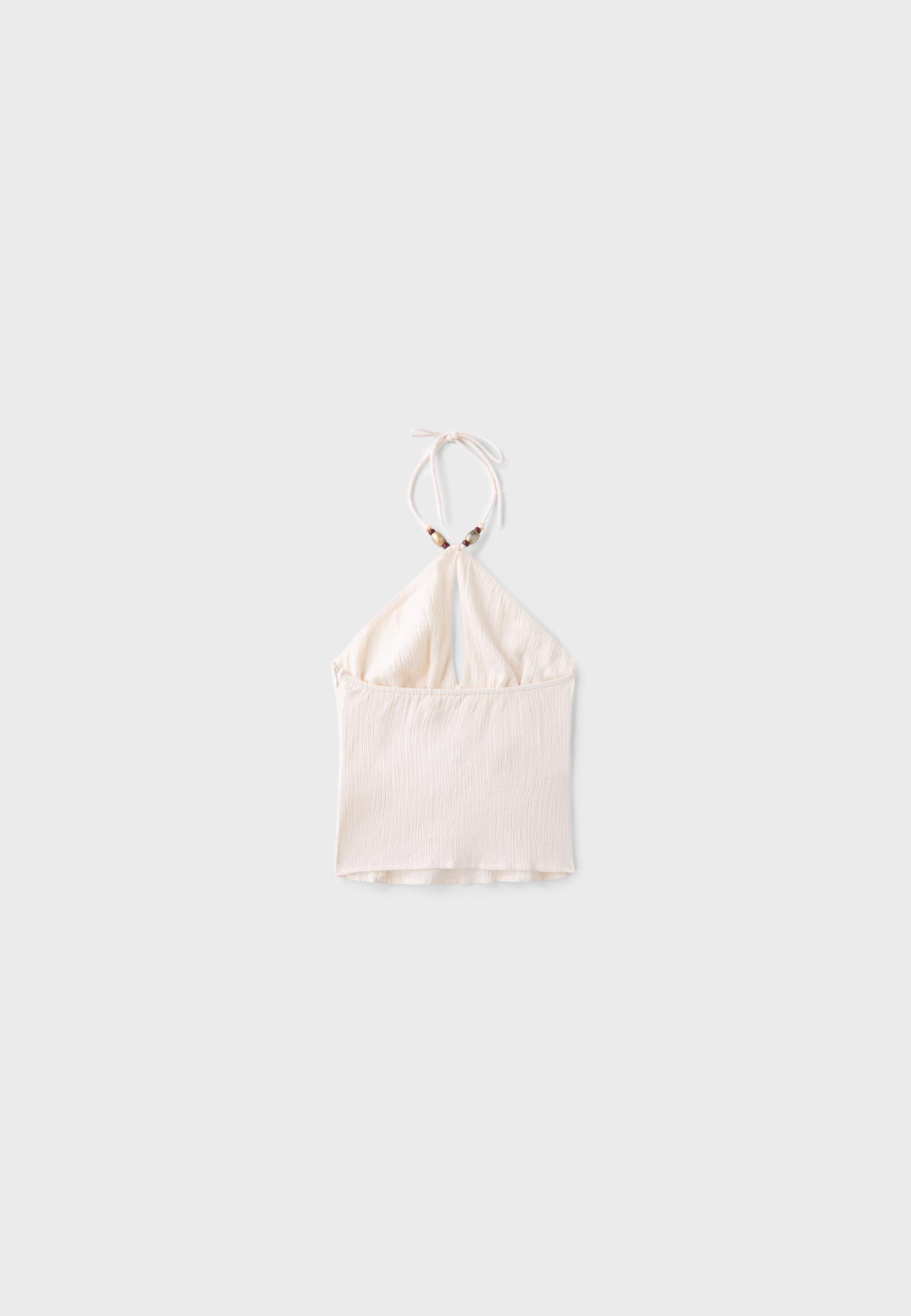 Regular top with bead detail — Stone