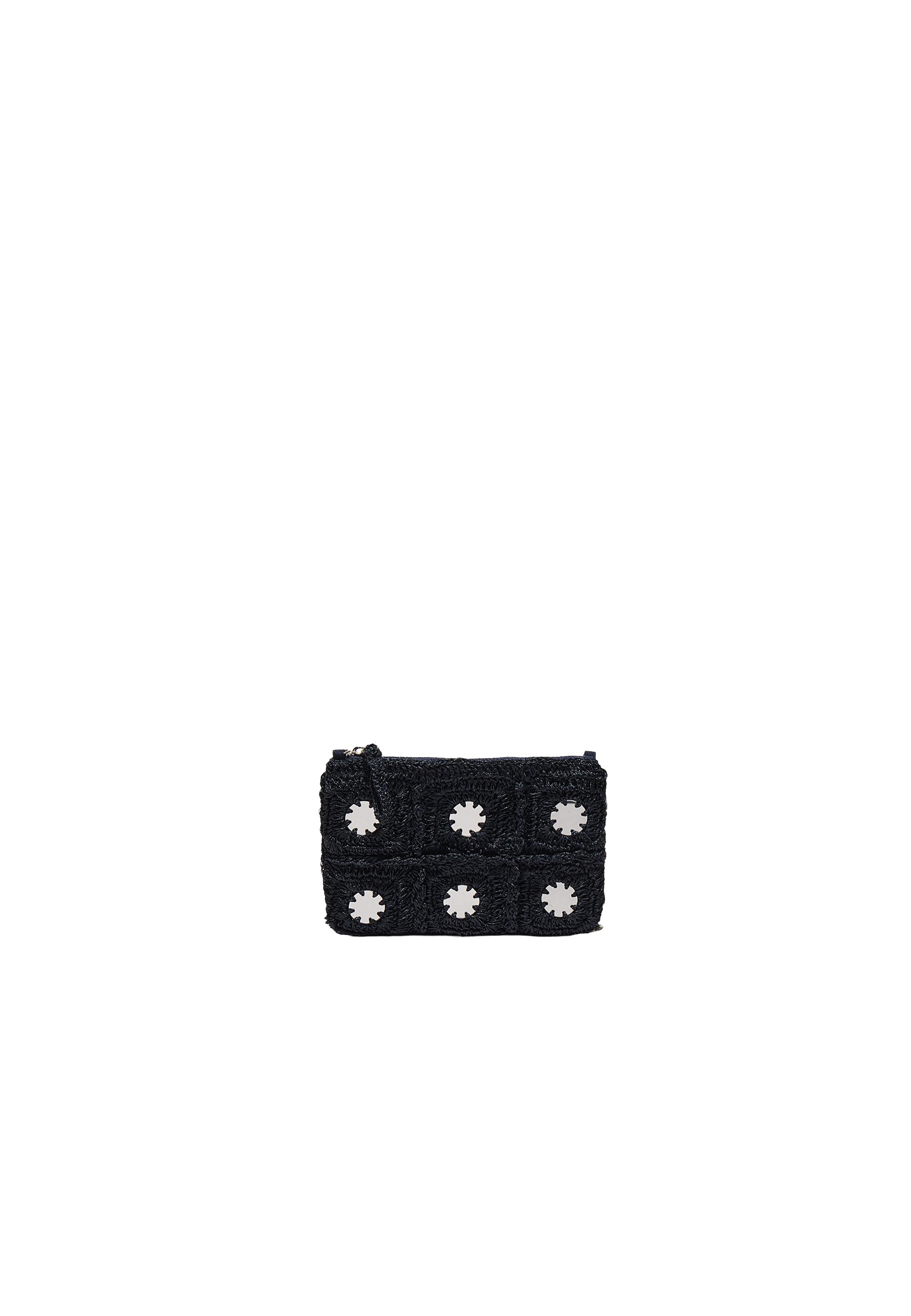 Mini mirror crochet crossbody bag — Navy blue
