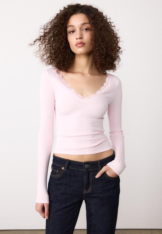 camiseta seamless encaje