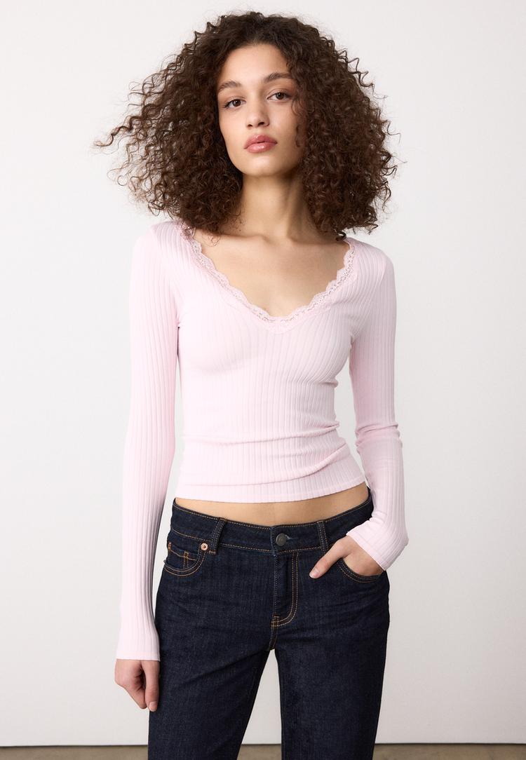 camiseta seamless encaje