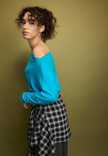 Asymmetric modal T-shirt — Turquoise 4