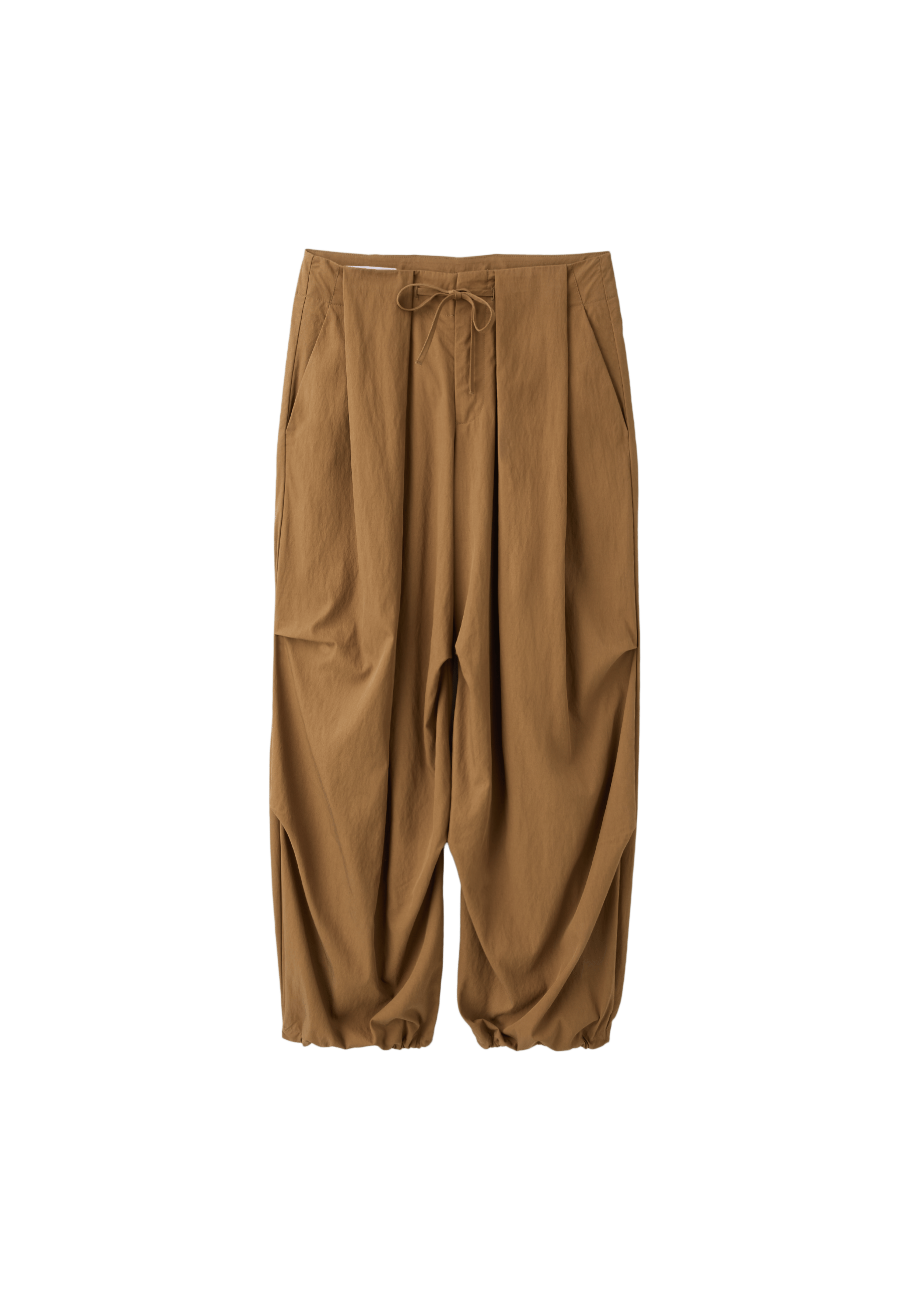 Technical pleated trousers — Dark camel
