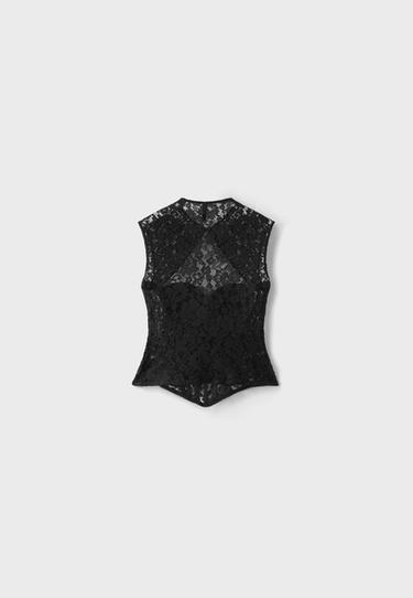 Corsetry-inspired lace top — Black 8