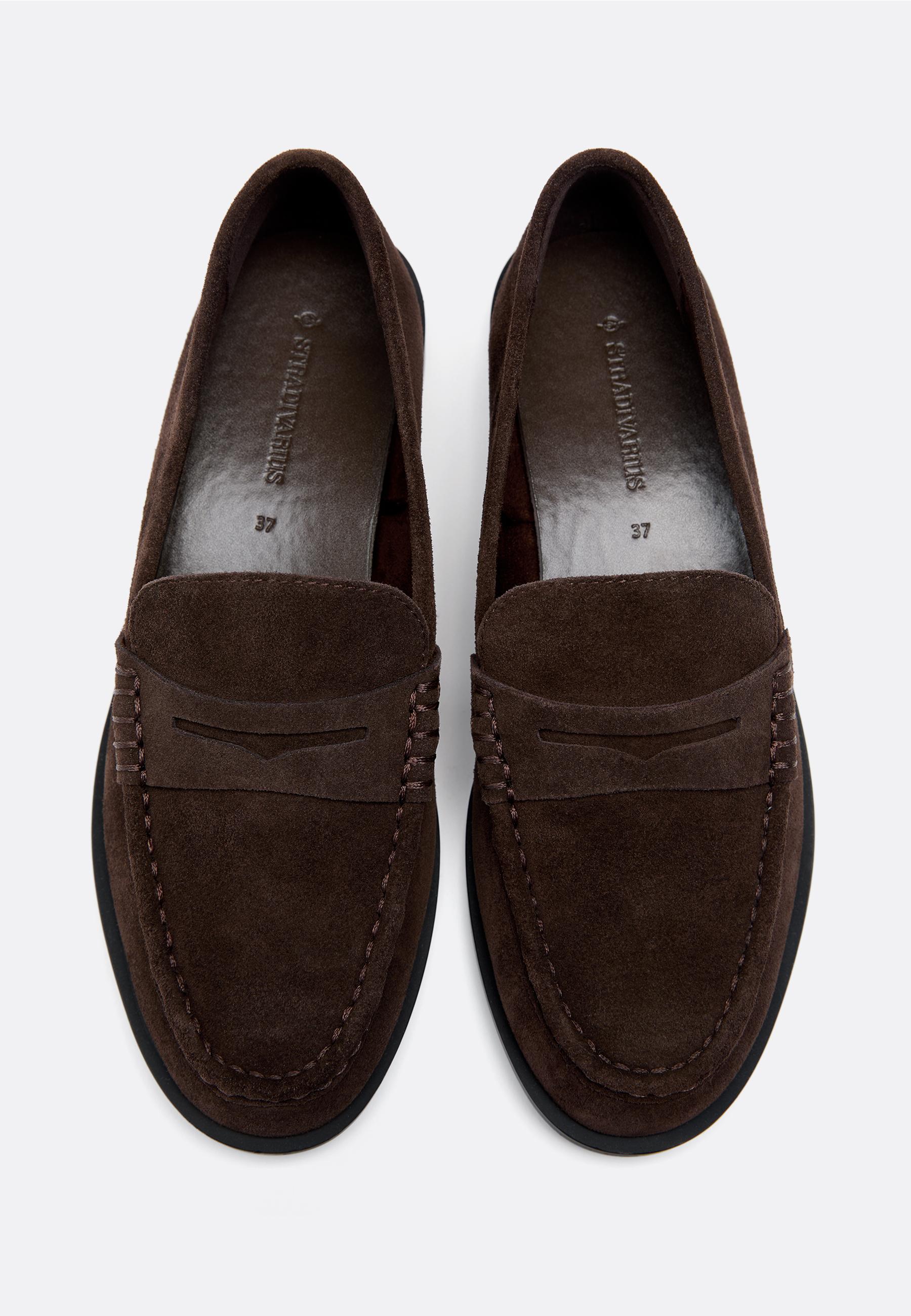 Brown leather loafers — BROWN