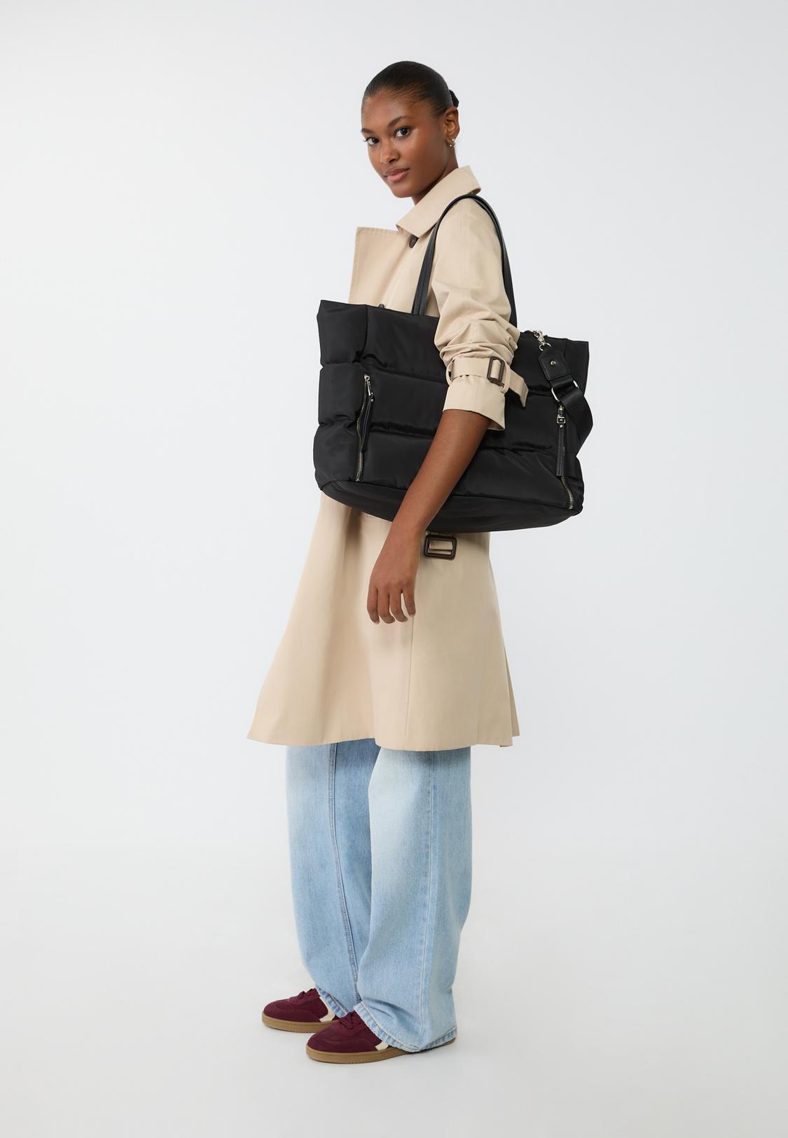 Fabric tote bag with zips Women's fashion Stradivarius United