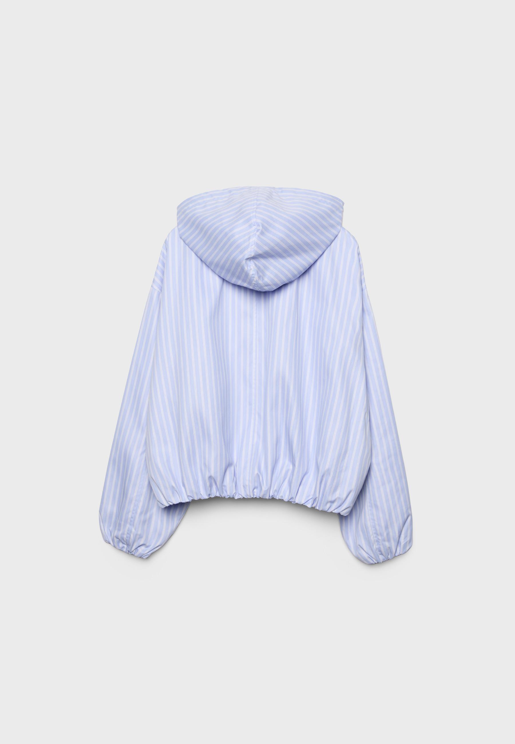 Basic striped nylon hooded jacket — Sky blue