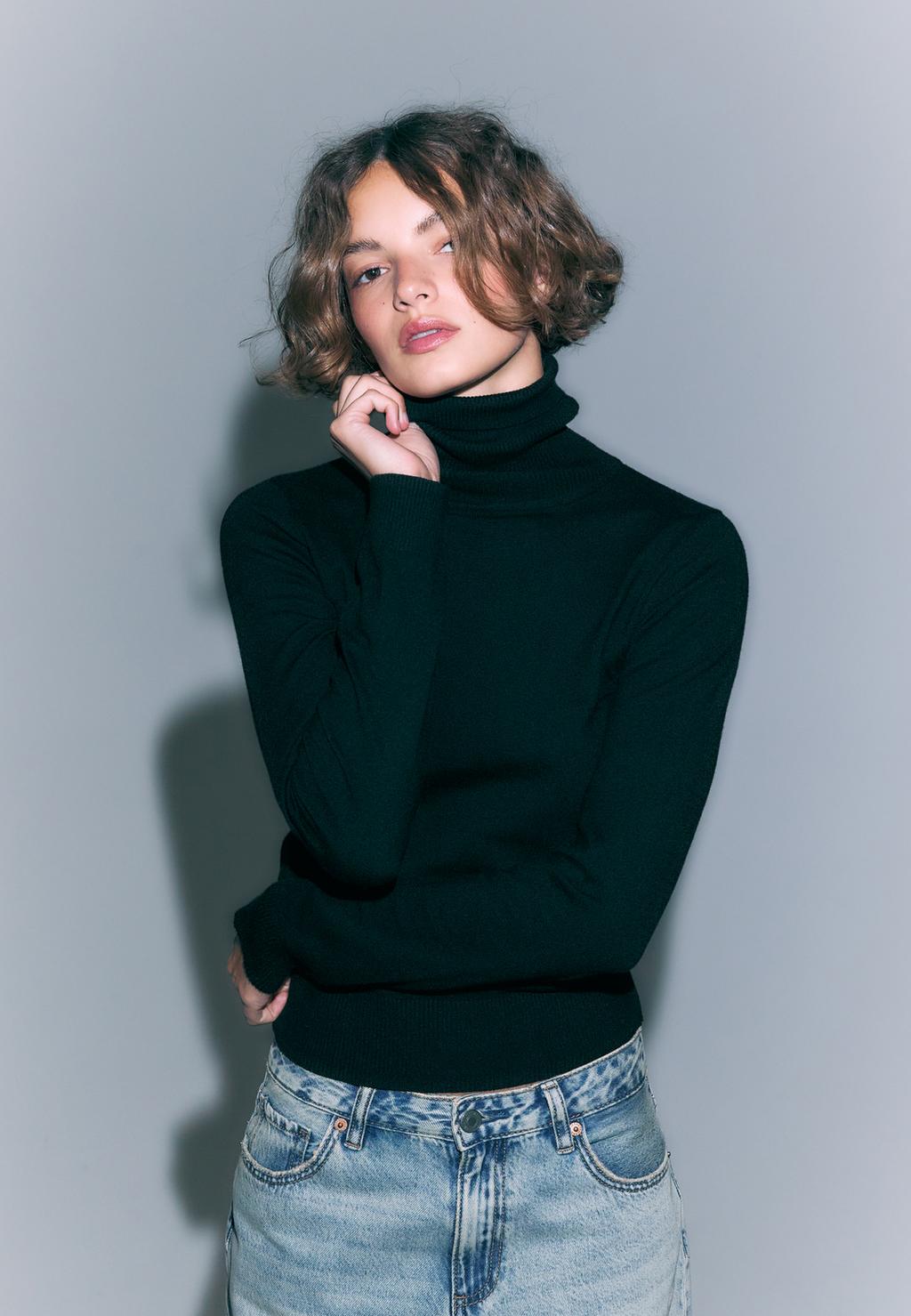 Basic-Strickpullover mit Stehkragen