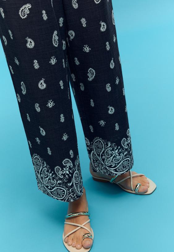 culottebroek met linnenprint