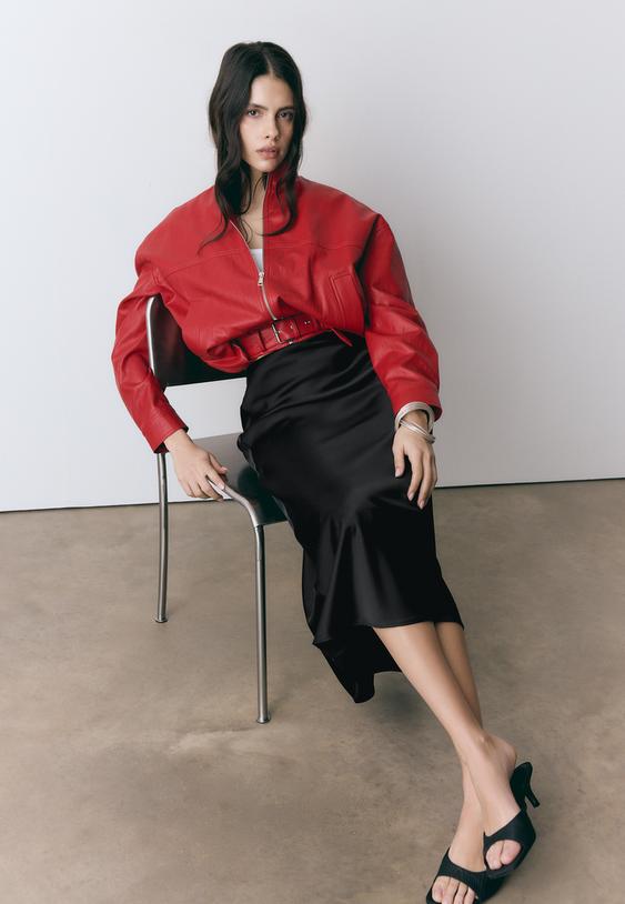 Saten midi etek - Görsel 4