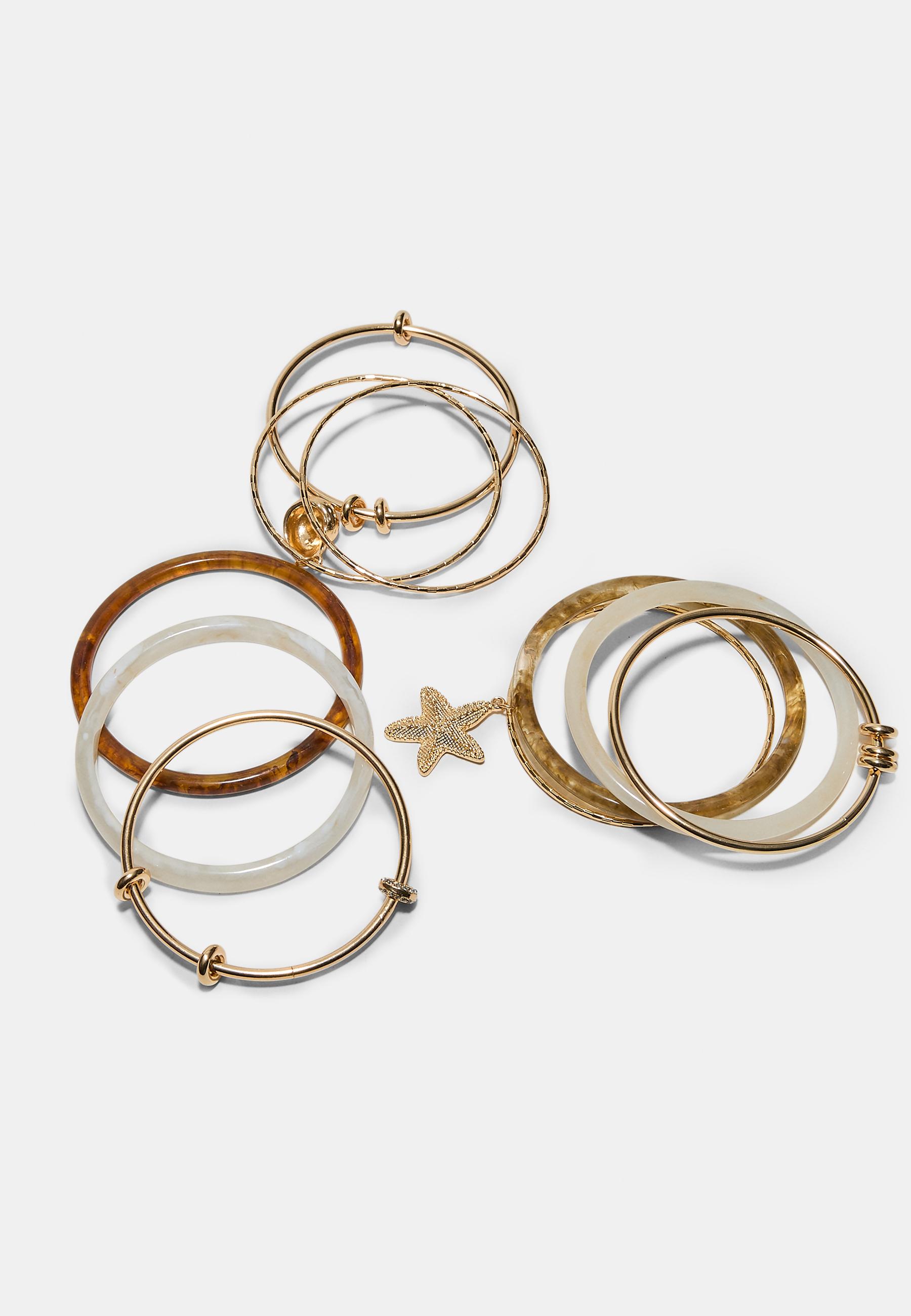 Set of 10 sea charm bracelets — Gold
