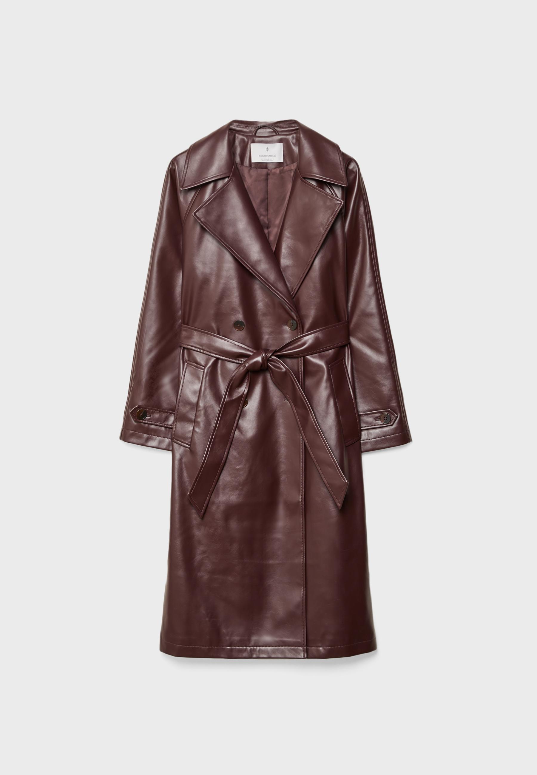 Long faux leather trench coat - Women's fashion | Stradivarius Romania