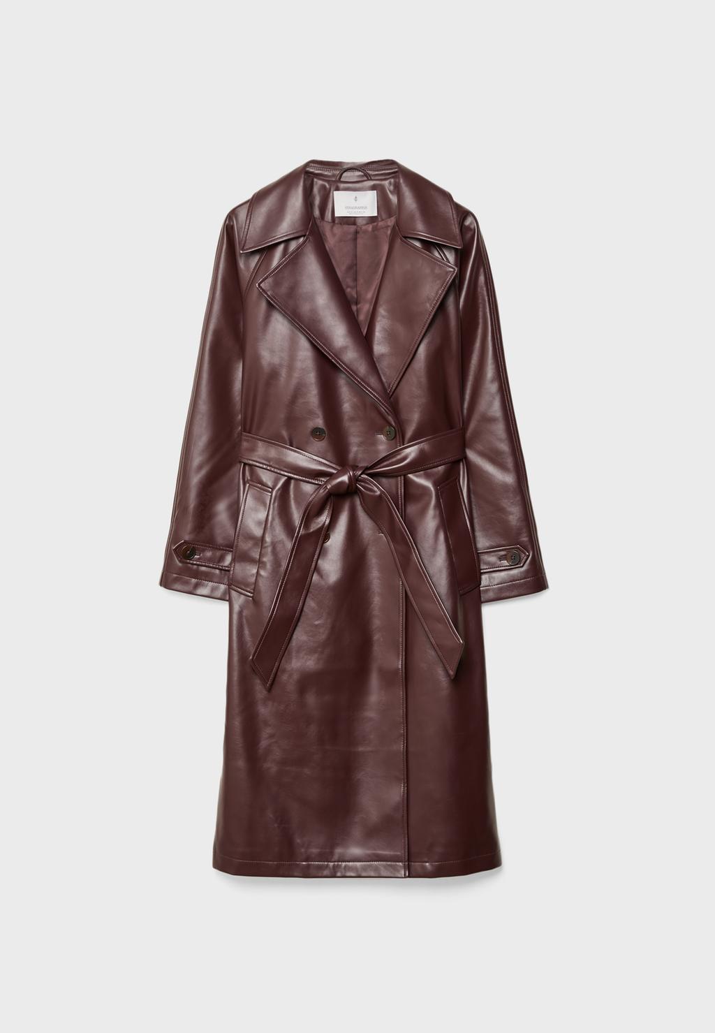 Trench largo efecto piel