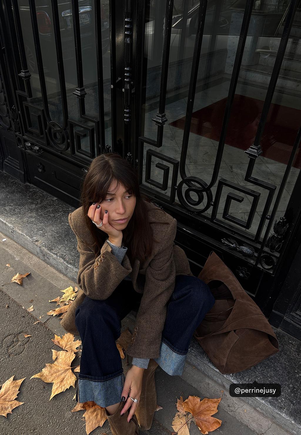 Oversize double-breasted herringbone blazer