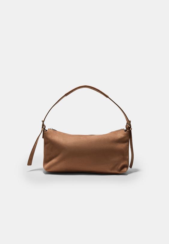 Stradivarius Soft-Touch Buckle Shoulder Bag Caramel Os