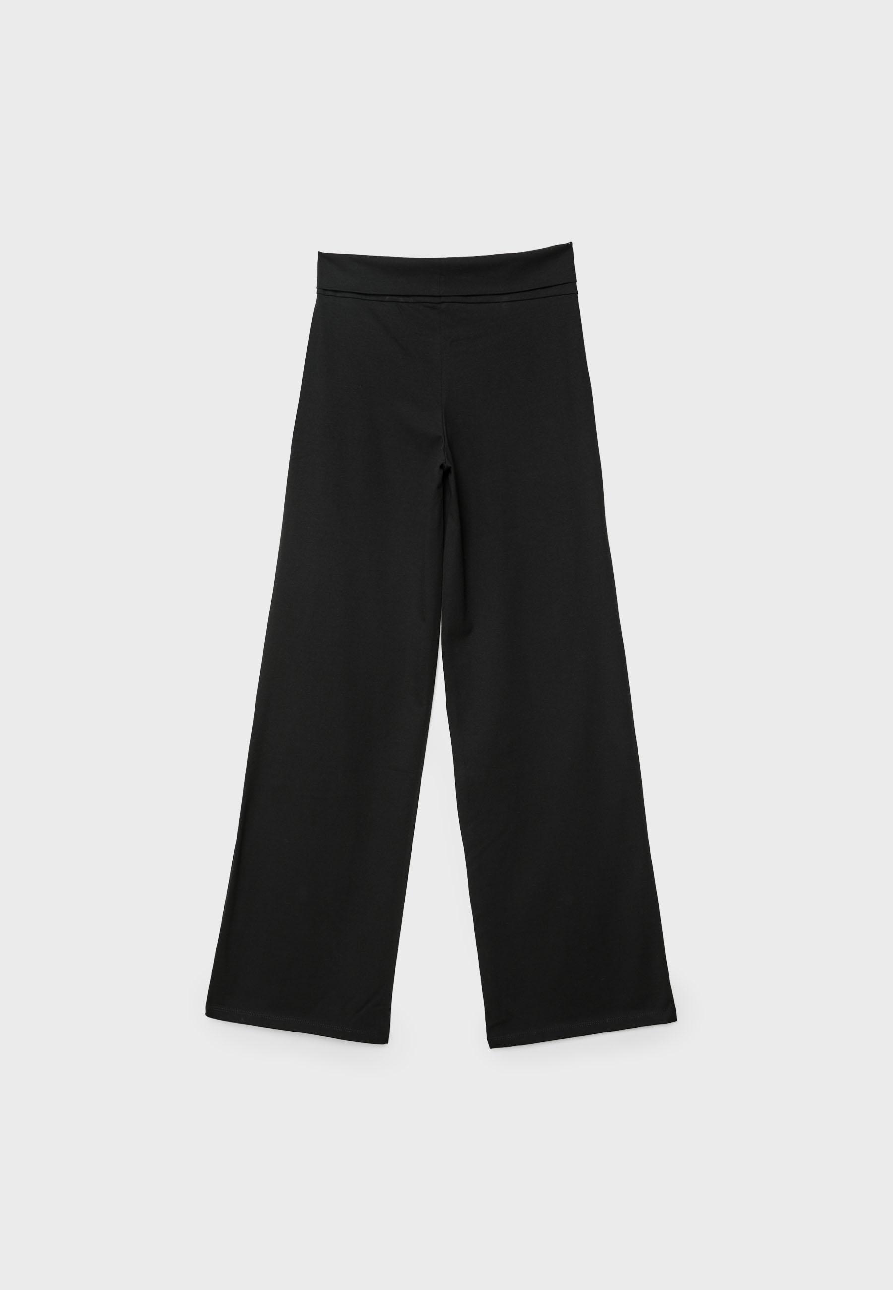 Mesh trousers with fold-over waist — Black