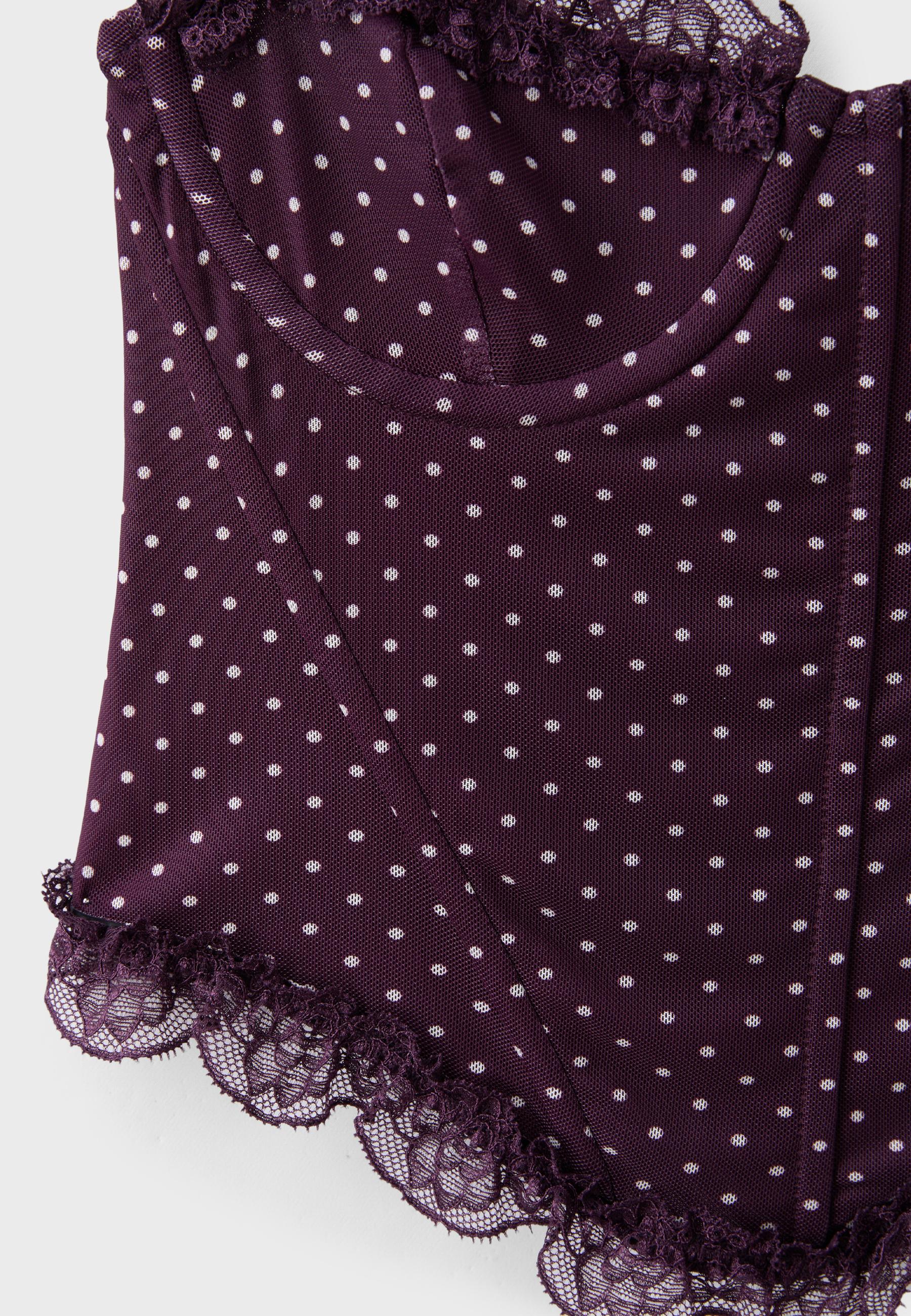 Fitted floral print cropped top — Purple