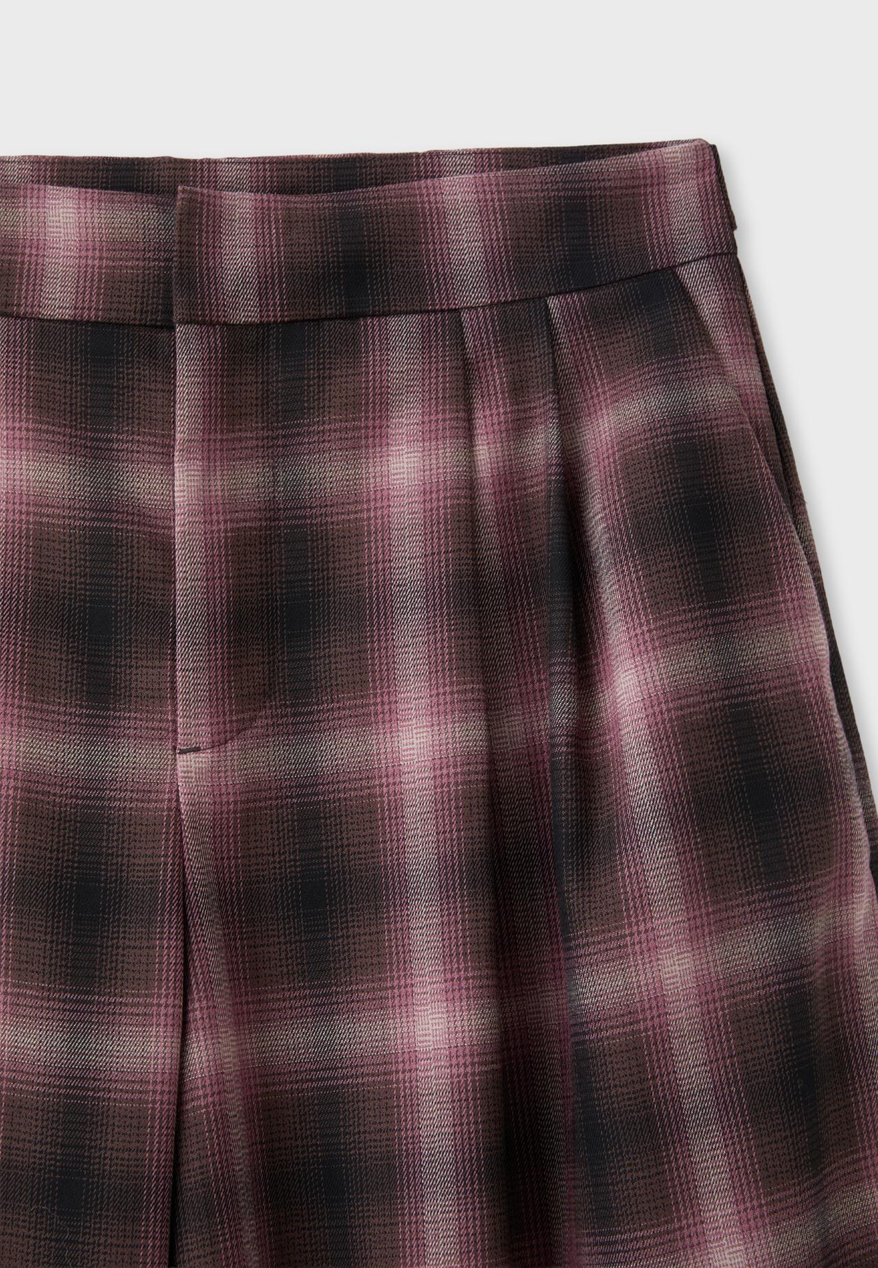 Wide-leg check trousers with adjustable buttons — Purple