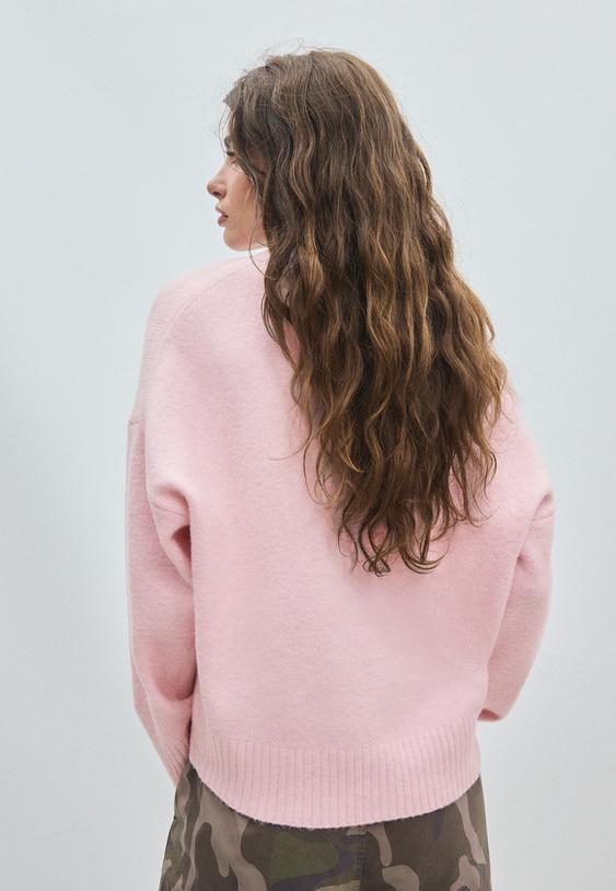 Stradivarius Soft-Touch Basic Knit Jumper Pastel Pink M