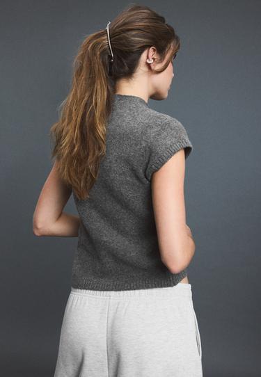 Short sleeve stand collar knit jumper — Dark grey 5