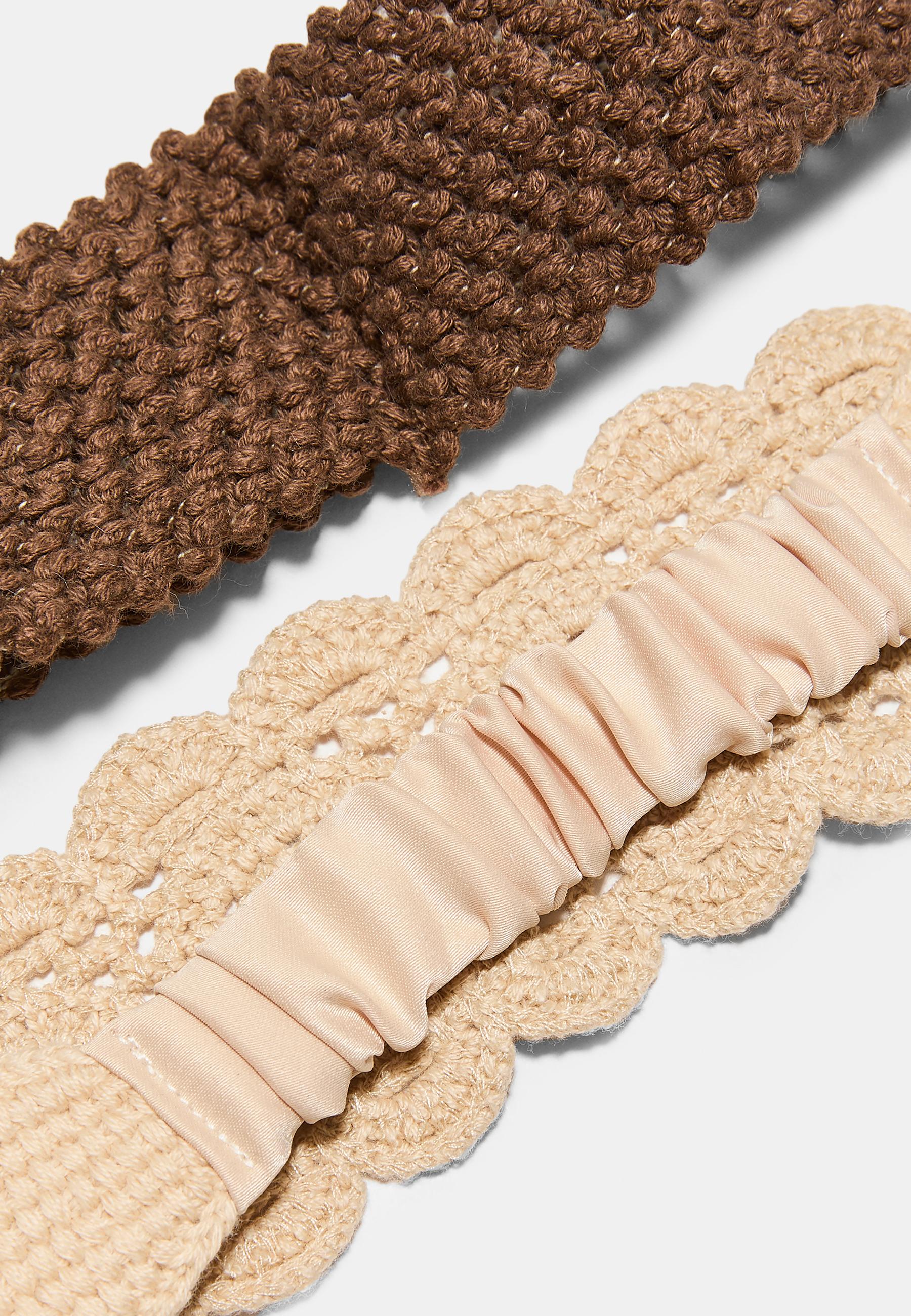 Set of 2 crochet fur hair ties — Ecru