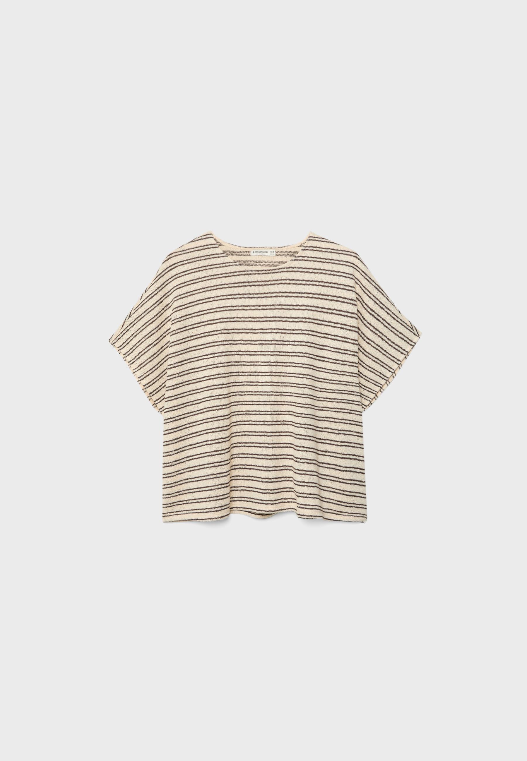 Striped rustic cape T-shirt — Stone