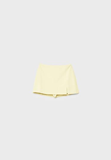 Side split skort — Pastel yellow 6