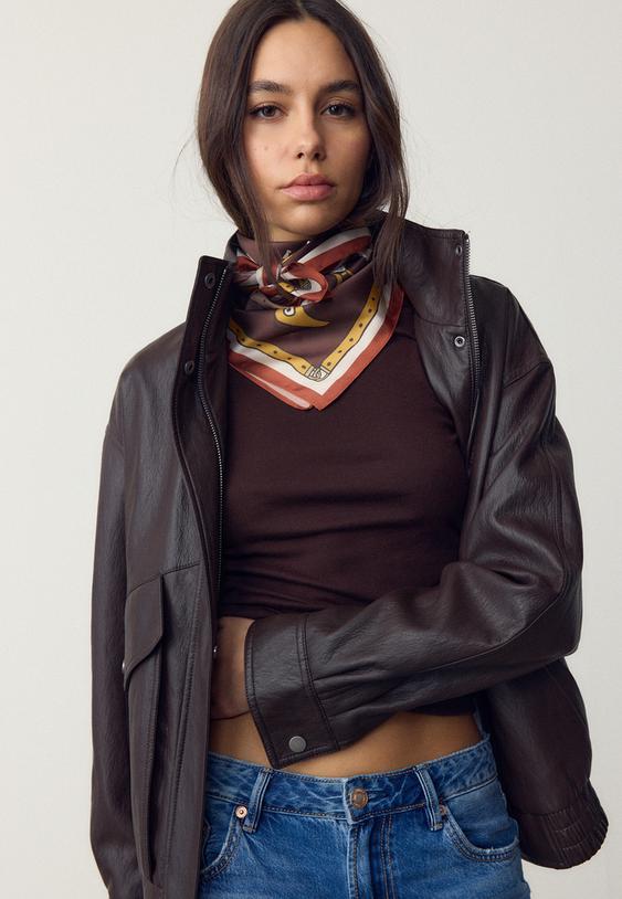 Stradivarius Padlock Scarf Brown Os