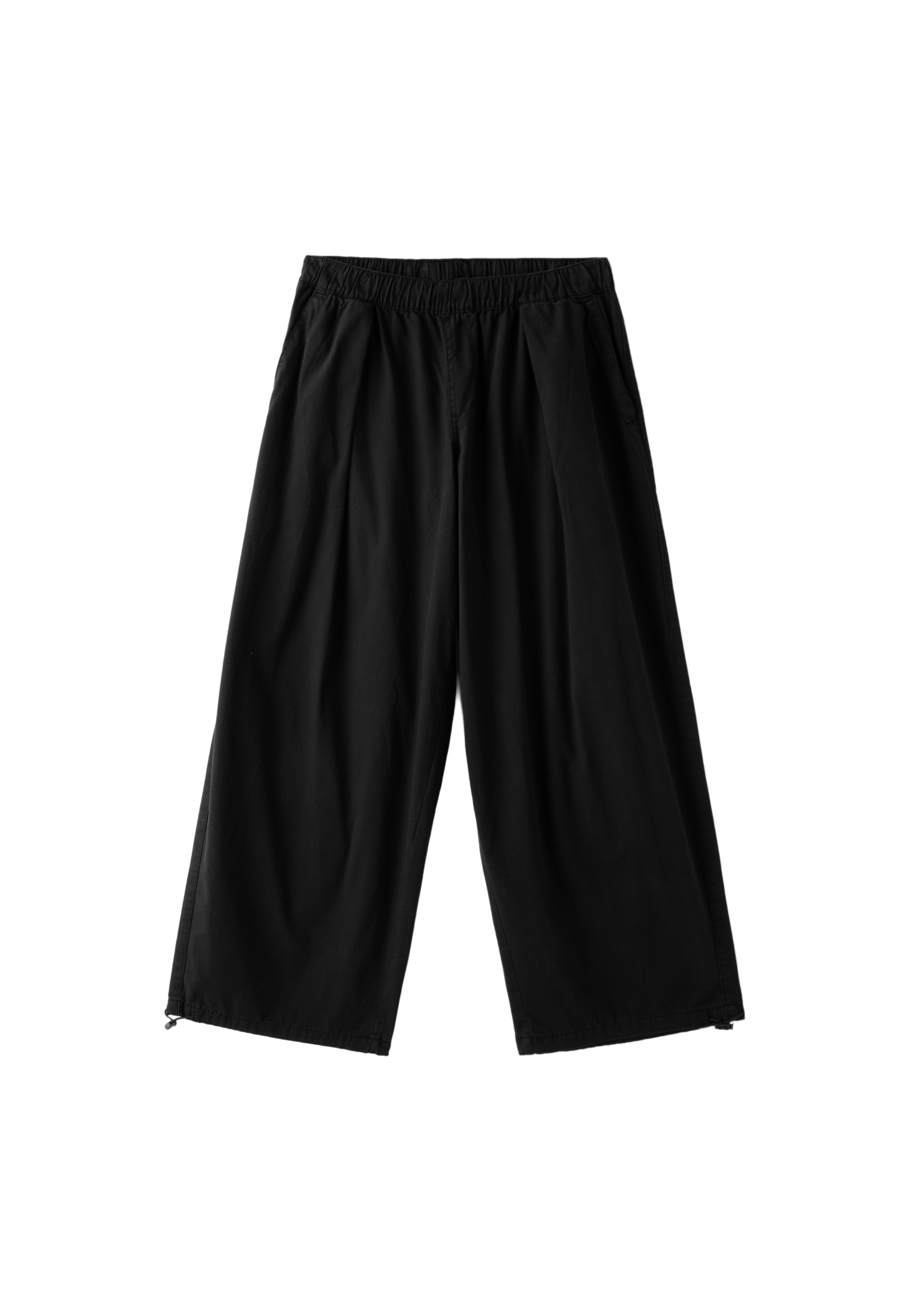 Barrel poplin trousers with stoppers — Black