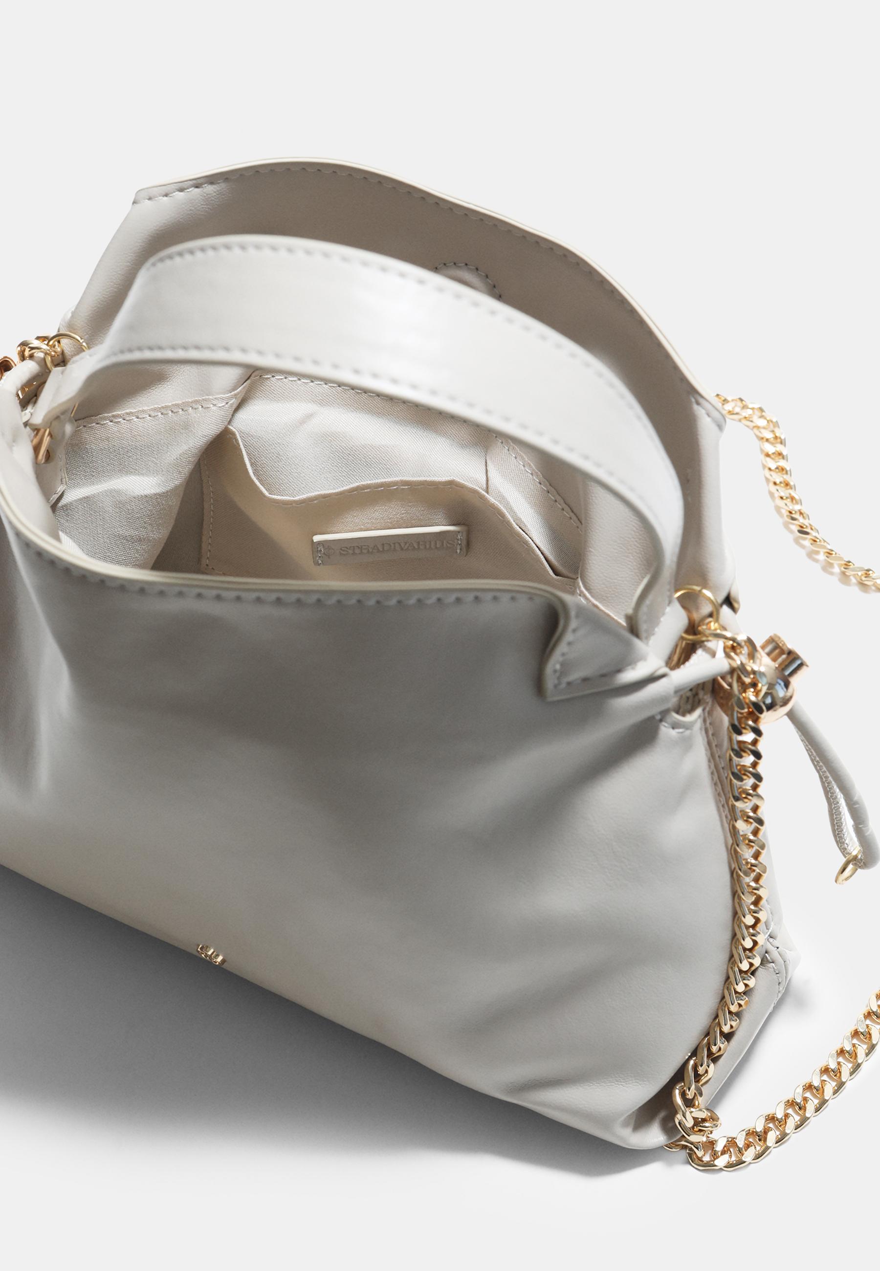 Small ruched crossbody bag — Ecru