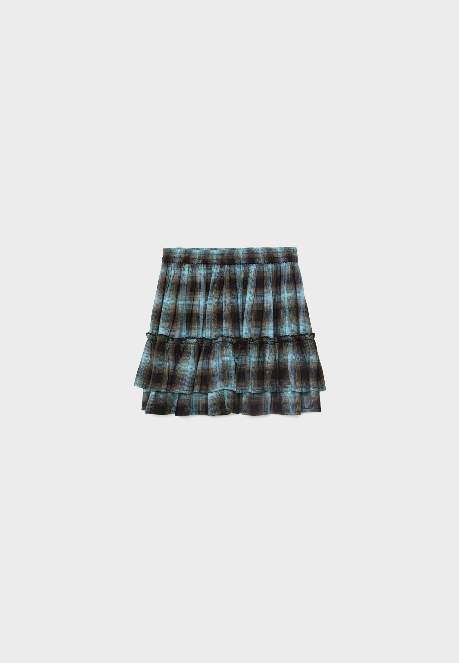 Floaty check mini skirt Women s fashion Stradivarius Canada